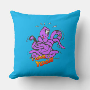 Funny Yoga Octopus Cust. Throw Pillow