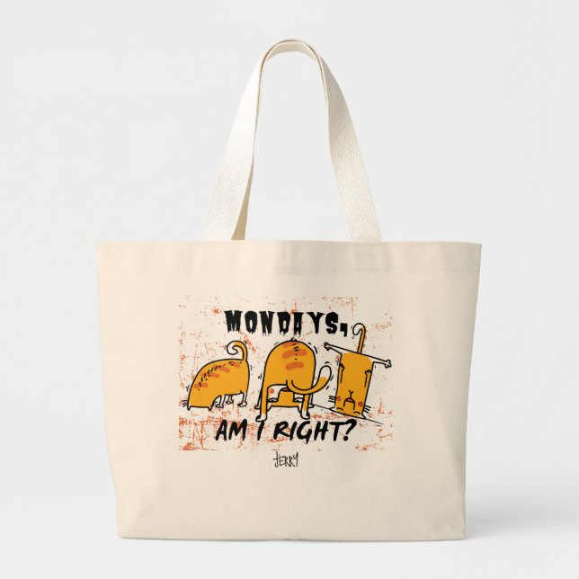 Funny Yoga Orange Cats Large Tote Bag (Front)