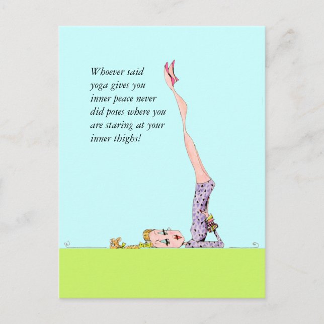 Funny yoga postcard with funny yoga humour! (Front)