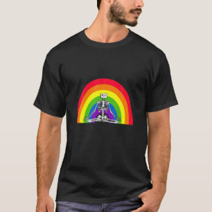 Funny Yoga Skeleton, Rainbow, Meditation, Chakra T-Shirt