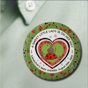 Funny Yoga Stretch Ladybug Heart Baby Shower  6 Cm Round Badge