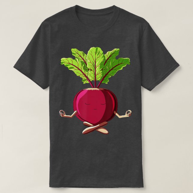 Funny Yoga Vegetable Meditating Beet Gardening  T-Shirt (Design Front)