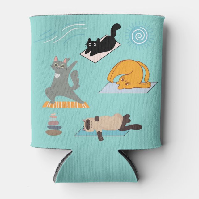 Funny Yoga with Cats Can Cooler (Front)