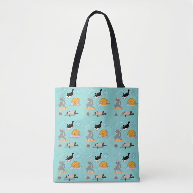  Funny Yoga with Cats Tote Bag (Front)