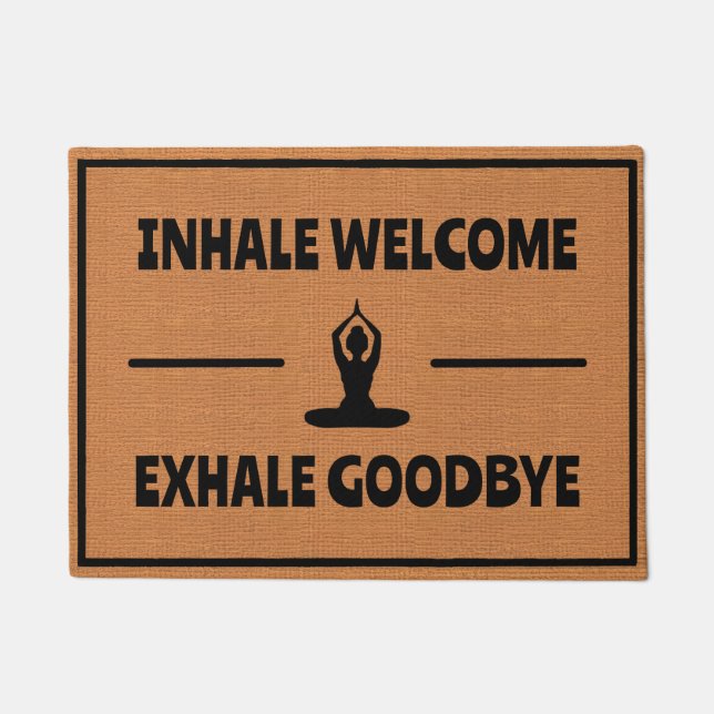 Funny Yoga Zen Meditation Humour Rustic Minimalist Doormat (Front)