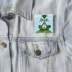Funny Yogi Dragon Painting 15 Cm Square Badge