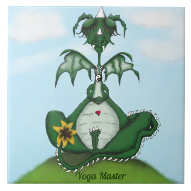 Funny Yogi Dragon Painting Tile (Front)