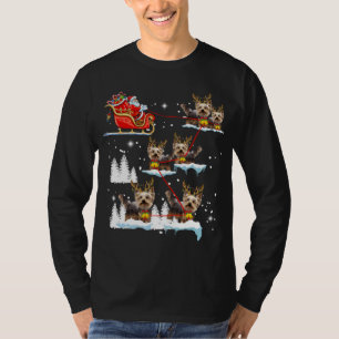 Funny Yorkie Christmas Pajama Santa Reindeer T-Shirt