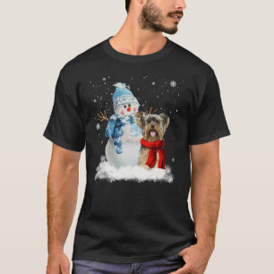 Funny Yorkie Dog Christmas Snowman Christmas Pajam T-Shirt