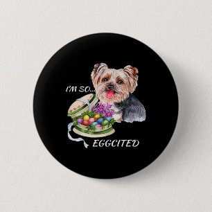 Funny Yorkie Easter Quote, Colourful Eggs, Yorkshi 6 Cm Round Badge