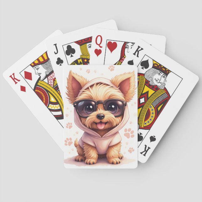 Funny Yorkipoo Kawaii Dog Playing Cards (Back)