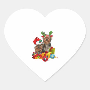 Funny Yorkshire Terrier christmas  Heart Sticker