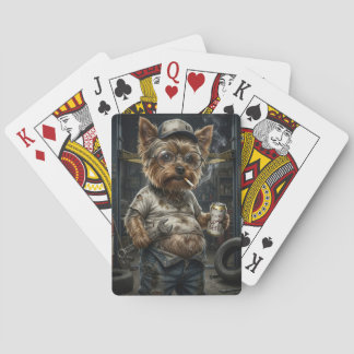 Funny Yorkshire Terrier Mechanic Playing Cards