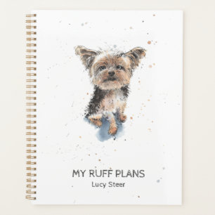 Funny Yorkshire Terrier watercolor personalized Planner