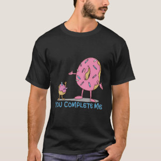 Funny You Complete Me Pink Sprinkled Doughnut Hole T-Shirt