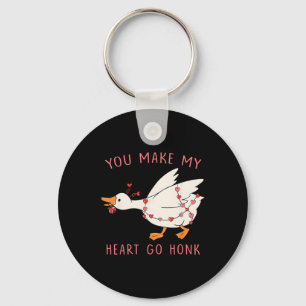 Funny You Make My Heart Go Honk Goose Valentine Key Ring