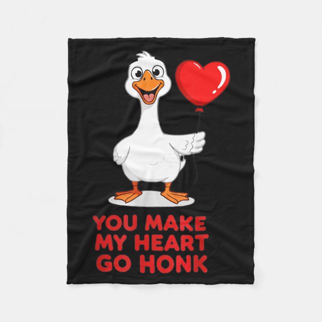 Funny You Make My Heart Go Honk Matching Valentine Fleece Blanket (Front)