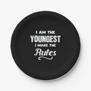 Funny Youngest Child Brother Family Matching Gift Paper Plate