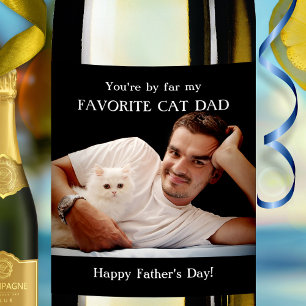 Funny Your Photo Cat Dad Father's Day Wine Label