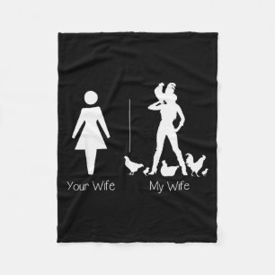 Funny Your Wife My Wife Chicken Lady Shirt, Farm L Fleece Blanket