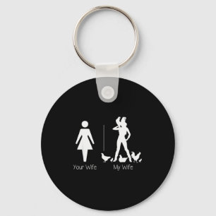 Funny Your Wife My Wife Chicken Lady Shirt, Farm L Key Ring