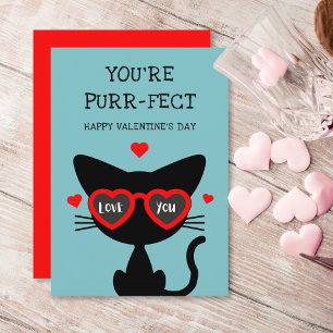 Funny You're Purr-fect Happy Valentine's Day Holiday Card