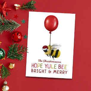 Funny Yule Bee Merry and Bright Christmas Holiday Card