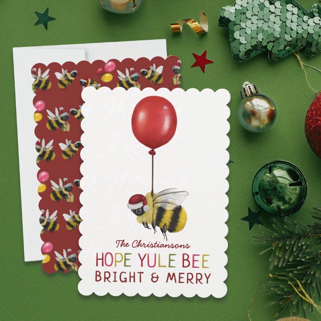 Funny Yule Bee Merry and Bright Christmas Holiday Card (Creator Uploaded)