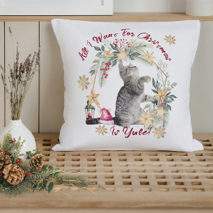 Funny Yule Cat Hygge Christmas Home Decor Cushion