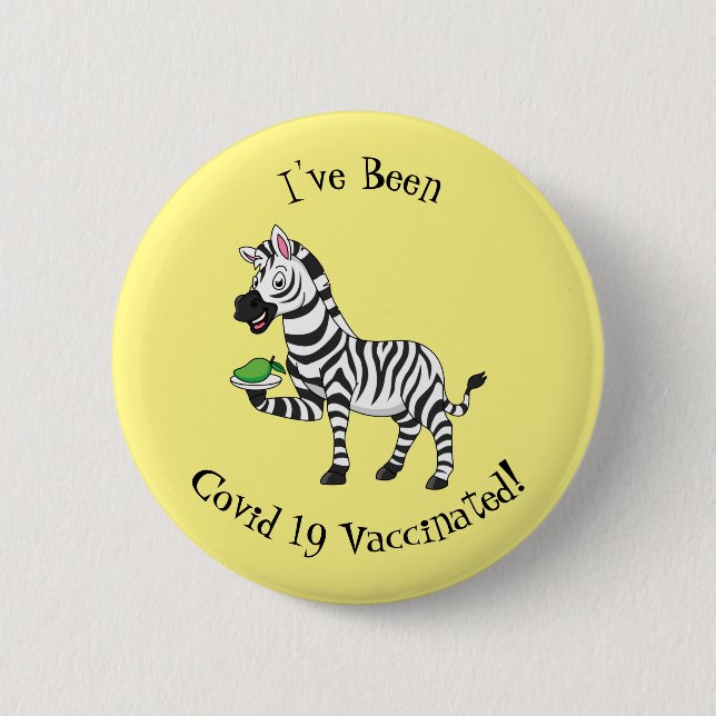 Funny zebra cartoon illustration 6 cm round badge (Front)