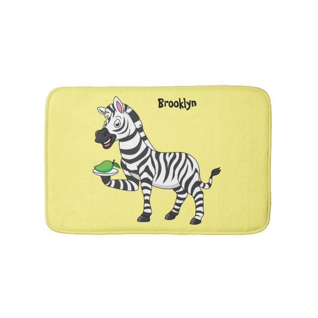 Funny zebra cartoon illustration bath mat (Front)