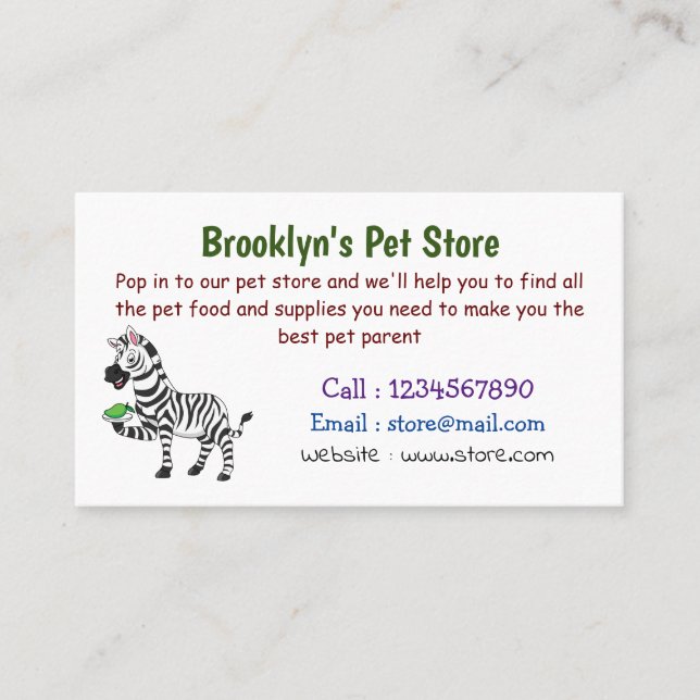 Funny zebra cartoon illustration business card (Front)