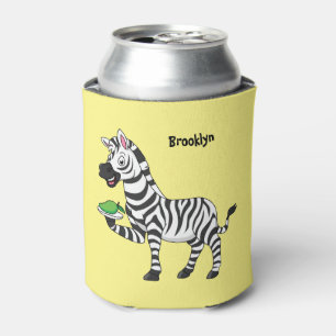 Funny zebra cartoon illustration can cooler