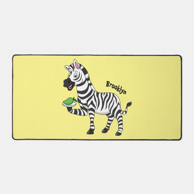 Funny zebra cartoon illustration  desk mat (Front)