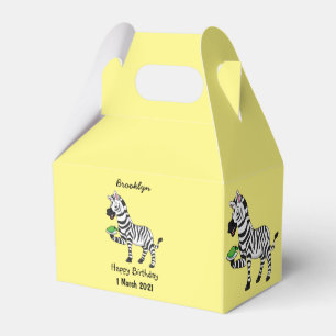 Funny zebra cartoon illustration favour box