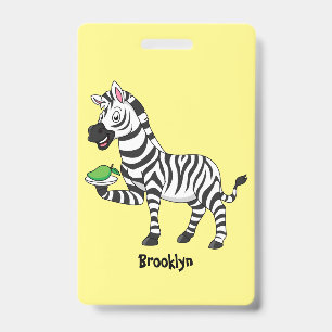 Funny zebra cartoon illustration  ID badge