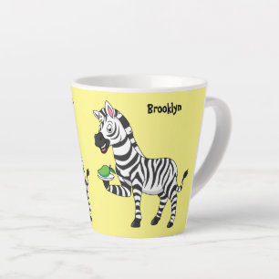 Funny zebra cartoon illustration latte mug
