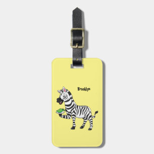 Funny zebra cartoon illustration luggage tag