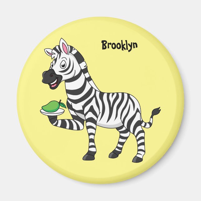 Funny zebra cartoon illustration magnet (Front)