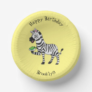 Funny zebra cartoon illustration paper plate