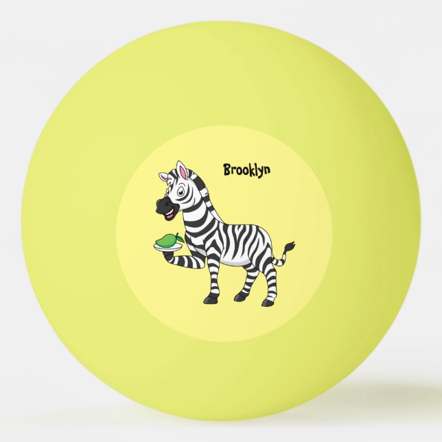 Funny zebra cartoon illustration ping pong ball (Front)