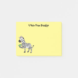 Funny zebra cartoon illustration post-it notes