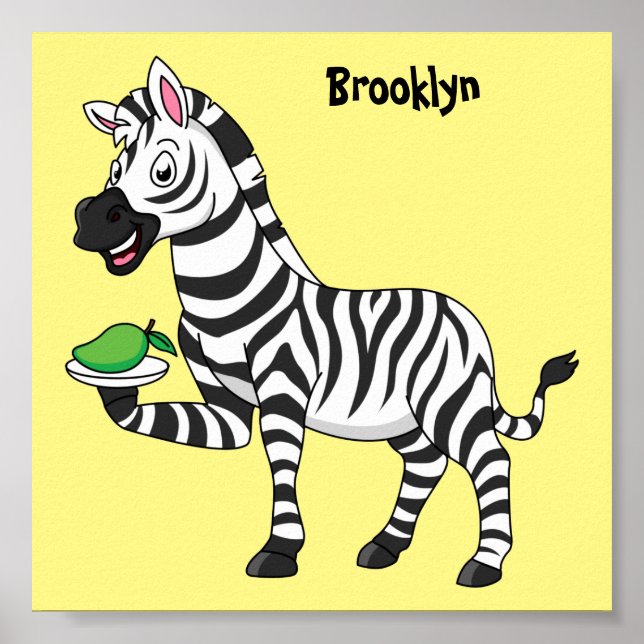 Funny zebra cartoon illustration poster (Front)