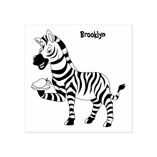 Funny zebra cartoon illustration rubber stamp (Imprint)