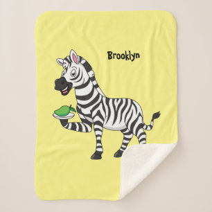 Funny zebra cartoon illustration  sherpa blanket
