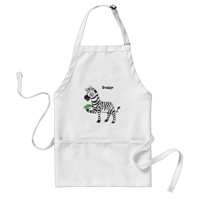 Funny zebra cartoon illustration standard apron (Front)