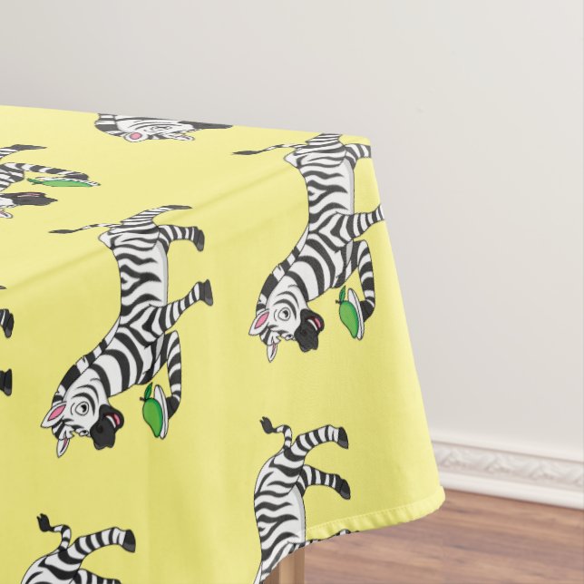 Funny zebra cartoon illustration tablecloth (In Situ)