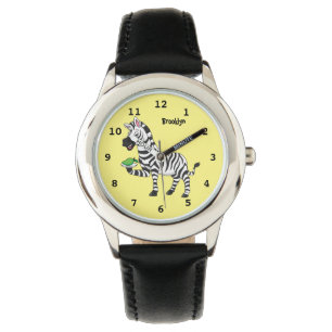Funny zebra cartoon illustration watch