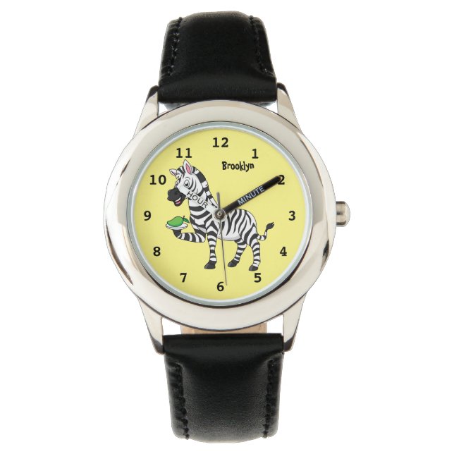 Funny zebra cartoon illustration watch (Front)
