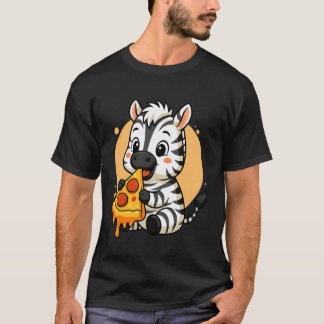 Funny Zebra Eating Pizza Graphic Boys Girls Zebra  T-Shirt